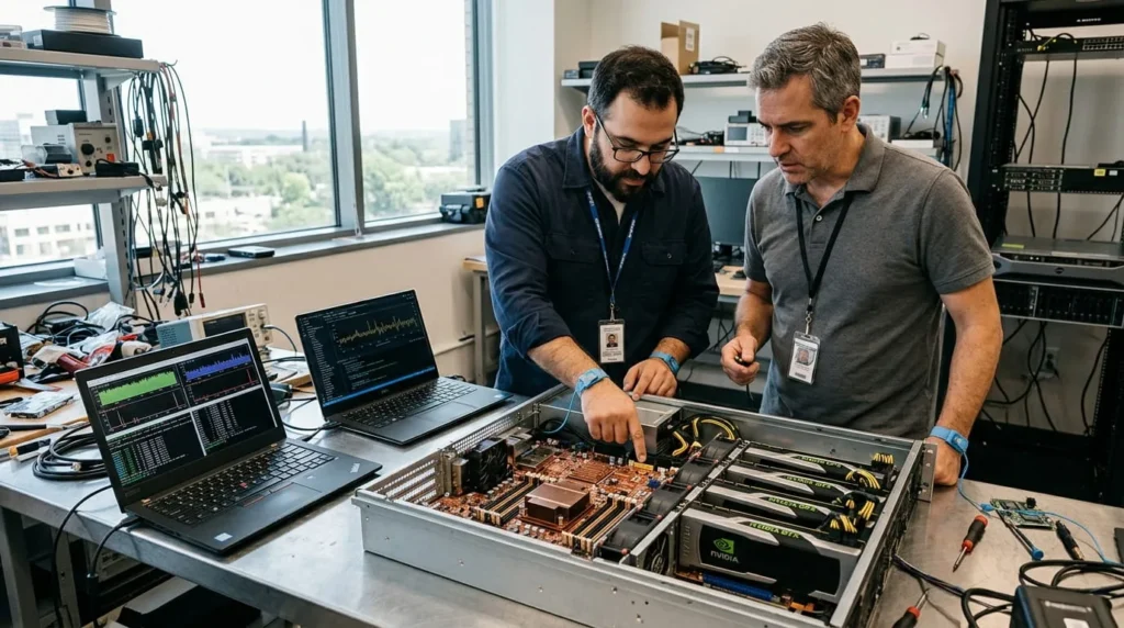 Engineers testing AMD AI chip news hardware for the Cerebras partnership