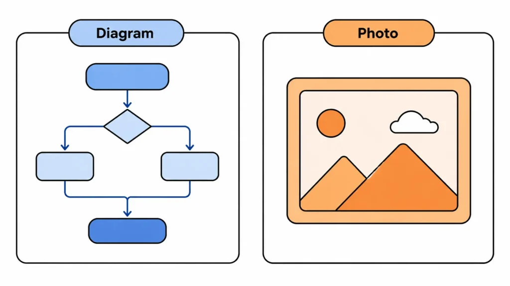 Two-step horizontal process showing a speech bubble with a pencil leading to an image frame with sparkles, labeled Describe and Generate.