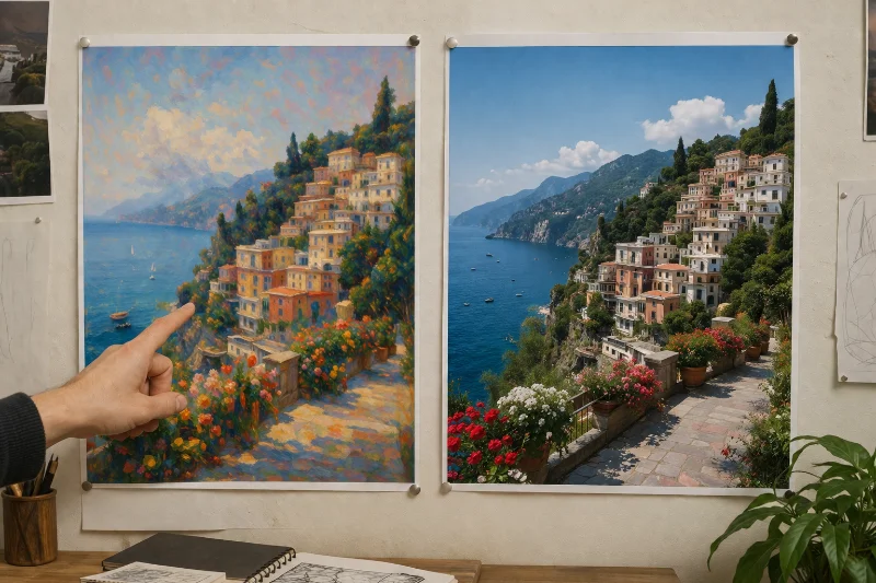 comparing styles from different AI art generators