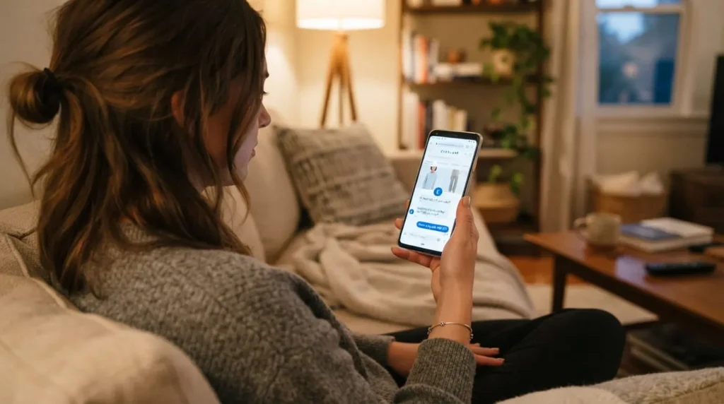 Customer using a chatbot built by an <a href=