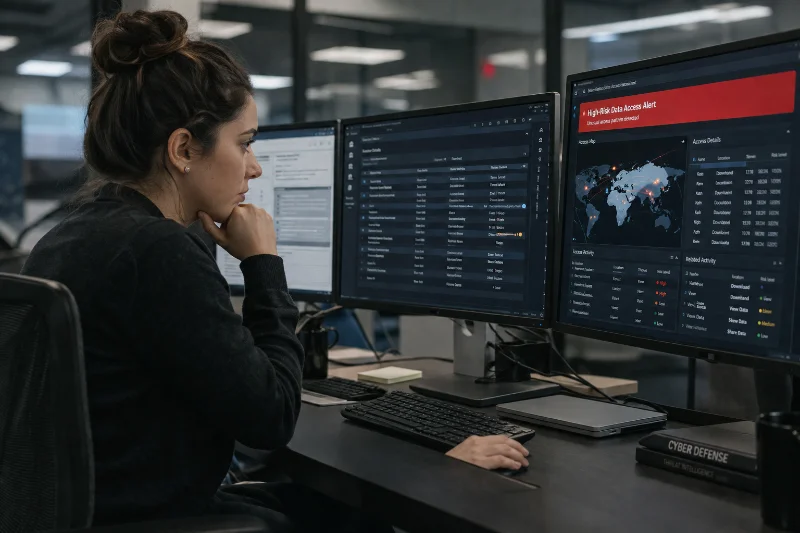 security analyst using data discovery tools to investigate access risk
