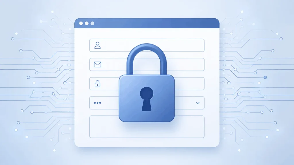 icon over a web form representing no-code form builder data security