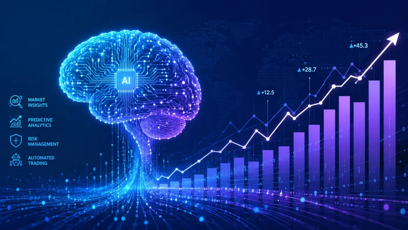 Digital brain above rising stock chart representing the question is AI a bubble