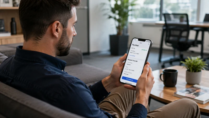 employee using hr automation software self-service app