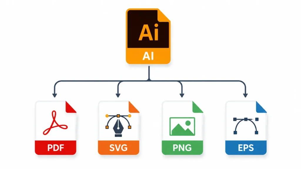 Chart showing how to convert an AI file into common alternative formats