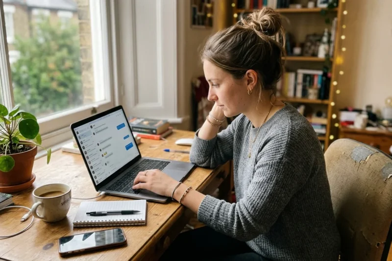 Person using laptop to chat with Janitor AI and set safe words