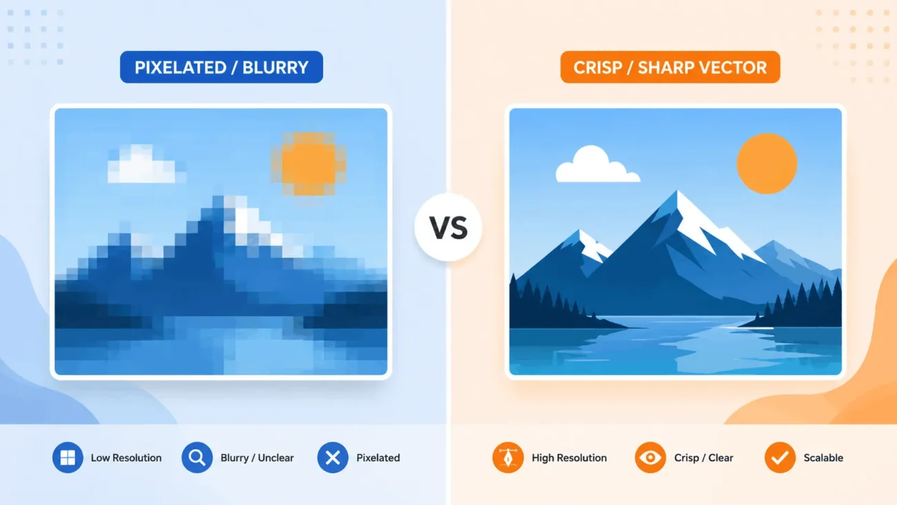 Diagram showing what is an AI file versus a raster pixel image side by side