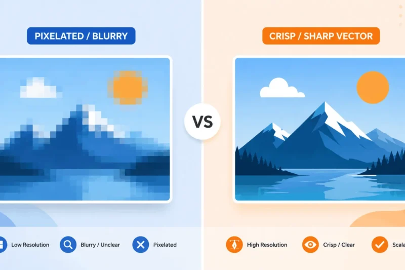 Diagram showing what is an AI file versus a raster pixel image side by side