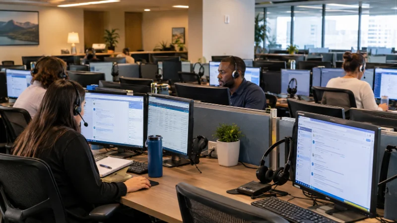 Customer support floor showing what jobs AI is replacing in call centers