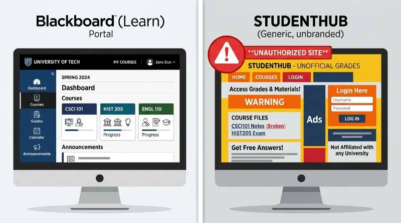 Comparison illustration for does SafeAssign detect AI versus unrelated third-party AI checker sites