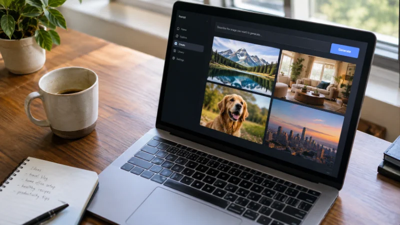 Testing the best AI image generator on a laptop