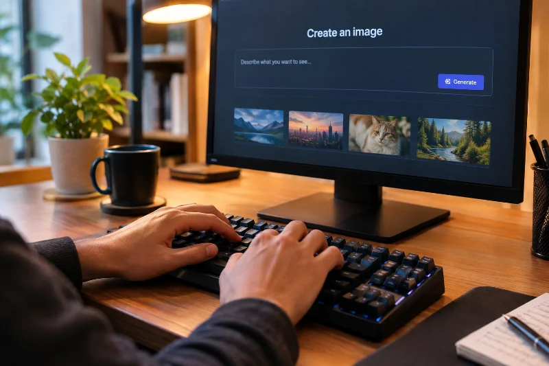 Typing a prompt into the best AI for image generation