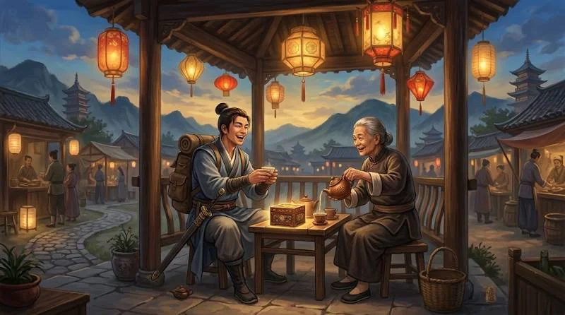 Player receiving a gift after befriending one of the Where Winds Meet AI NPCs