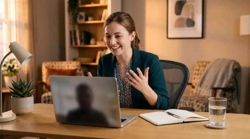 Candidate in a virtual interview, representing the OpenAI careers interview process