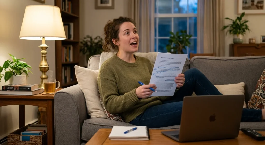 Reading a draft aloud to check for AI writing words by ear
