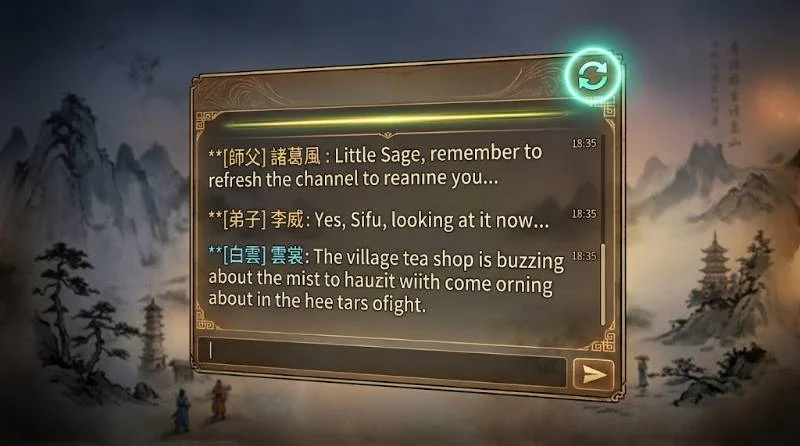 Reset arrow in the chat window used to restart conversations with Where Winds Meet AI NPCs