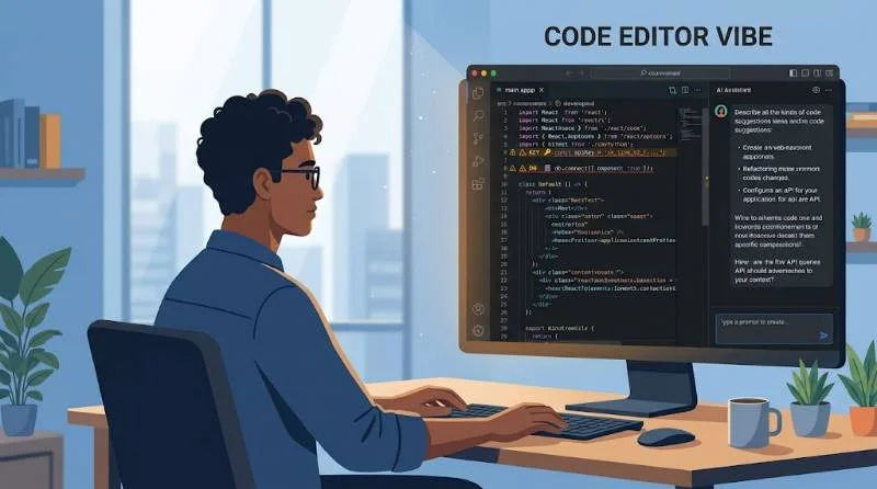 Developer reviewing AI-generated code for security issues to show the risks of what is vibe coding